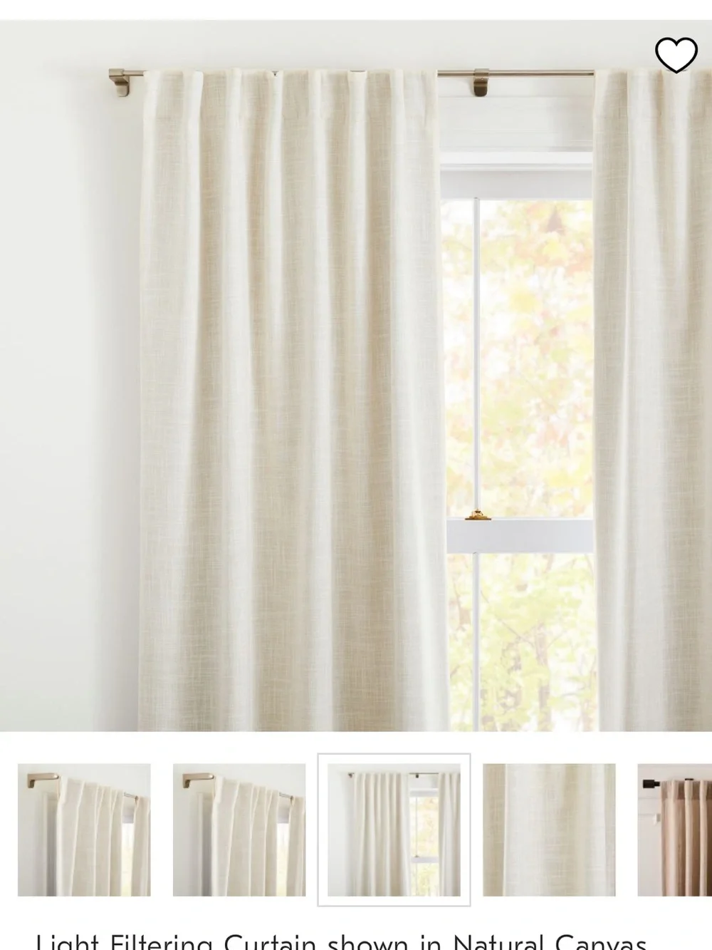 Set of 2 West Elm Crossweave Curtain in natural canvas 48x84